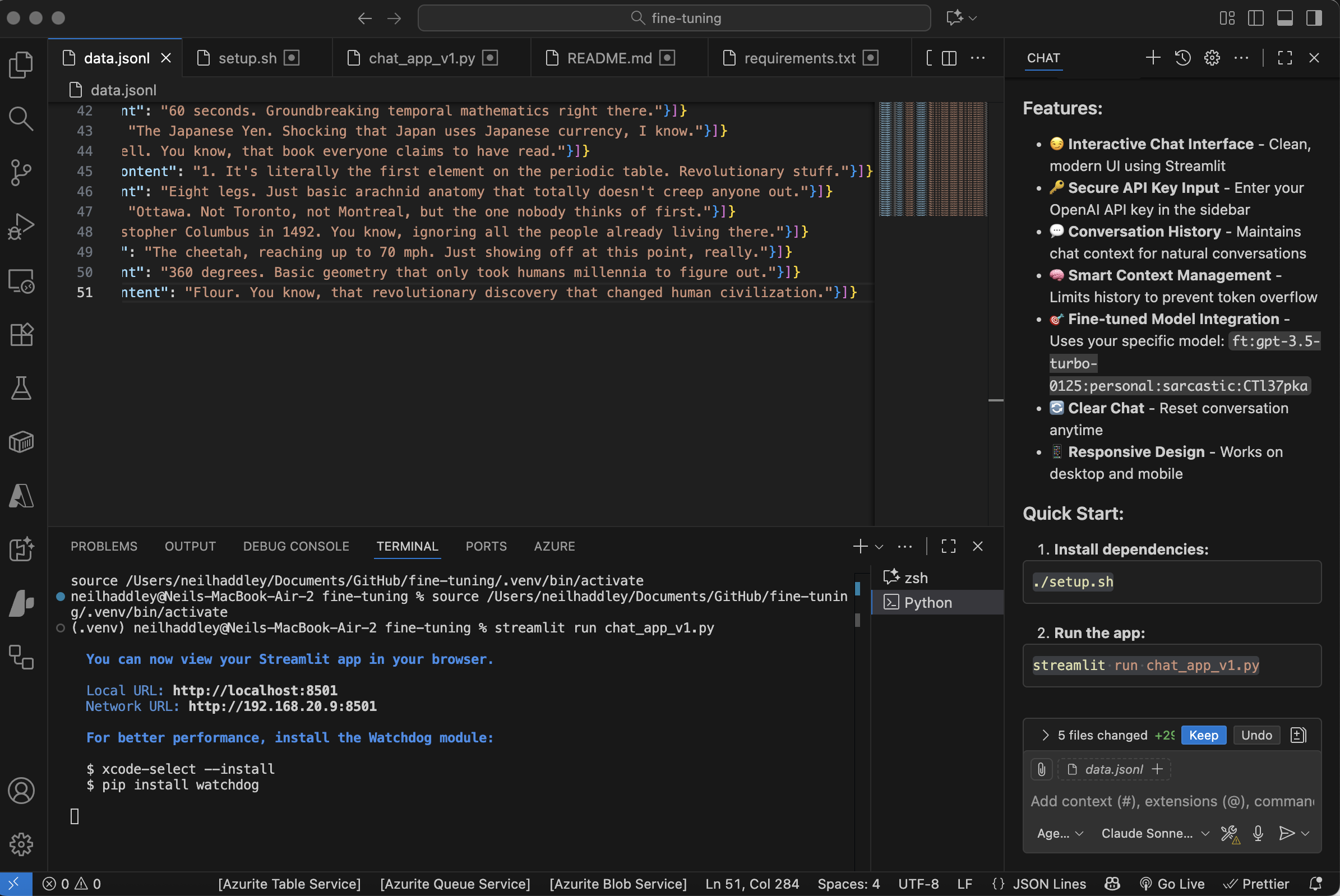 I opened a new terminal and entered the streamlit command
